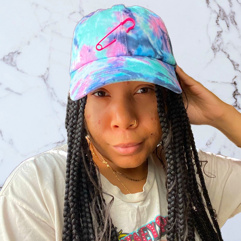Tie Dye Hat with Safety Pin Detail